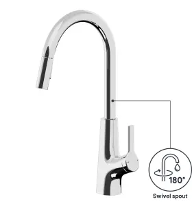 GoodHome Guntur Chrome-plated Kitchen Side lever pull out Sensor Tap