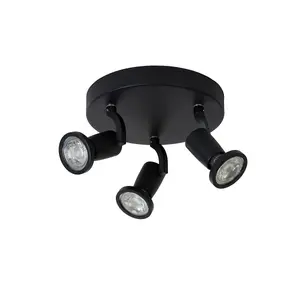 Lucide Jaster-Led Modern Ceiling Spotlight 20cm - LED - GU10 - 3x5W 2700K - Black