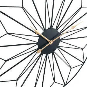 Black Metal Geo Design Round Wall Clock