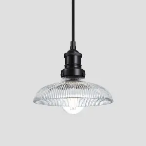 Industville Brooklyn Glass Dome Pendant, 8 Inch, Black Holder