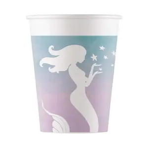 Procos Paper Mermaid Disposable Cup (Pack of 8) White/Blue/Purple (One Size)