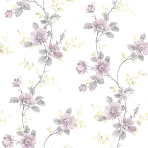 Galerie Rose Garden Purple Lilac Pretty Floral Smooth Wallpaper