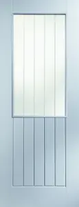 Jeld-Wen Obscured Glazed Cottage White Woodgrain effect Internal Door, (H)1981mm (W)762mm (T)35mm