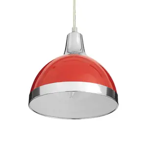 Interiors by Premier Jasper Red Shade and Chrome Pendant Light