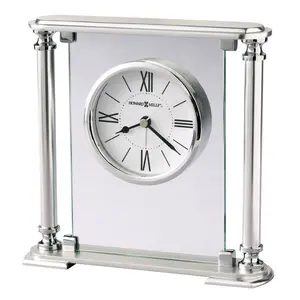 Metal Quartz Movement / Crystal Alarm Tabletop Clock Silver