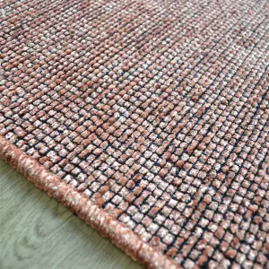 Zenith Copper Brown Flatweave Cotton Blend Rug For Living Room - Large 67x300cm