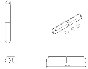 2 Pack Lift Off Bullet Hinge Weld On Brass Bush 16x120mm Heavy Duty Industrial