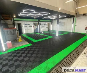 premium PVC Interlocking Vented Garage Mat Green Dimensions 40cm x 40cm x 2cm