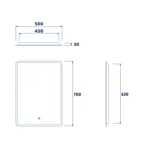 Croydex Chilcombe Rectangular Wall-mounted Bathroom & WC Illuminated mirror (H)70cm (W)50cm