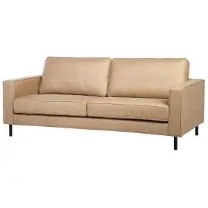 3 Seater Faux Leather Sofa Beige SAVALEN