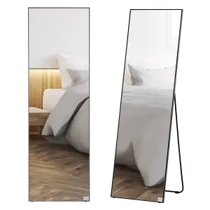 HOMCOM Full Length Mirror Floor Standing or Wall-Mounted, Dressing Mirror, Black