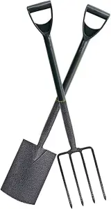 Carbon Steel Garden Fork And Spade Tool Set With Plastic Handle - 102.5Lx 21.5Wx14.5H