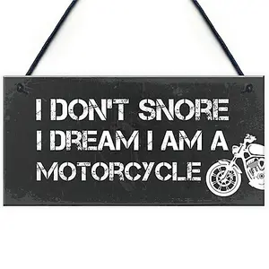 Red Ocean Motorbike Gifts For Men Funny Hanging Sign DREAM I AM A MOTORCYCLE Funny Garage Sign Biker Gifts For Him