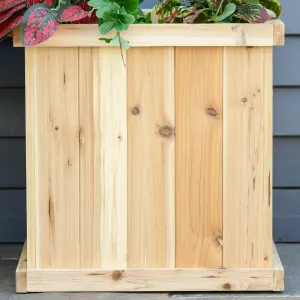 Outsunny Wooden Garden Planter & Bench Combination Garden Raised Bed Natural