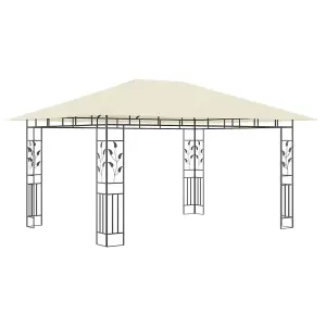 Berkfield Gazebo with Mosquito Net&LED String Lights 4x3x2.73 m Cream