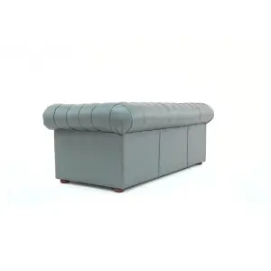 Chesterfield 3 Seater Sofa Vele Iron Grey Real Leather In Classic Style