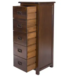 5 Drawer Narrow Chest, rich dark brown lacquer finish, Boston range