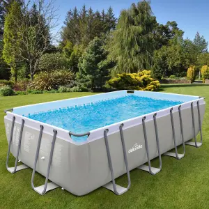 Dellonda Swimming Pool 18ft 549x305cm XXL Steel Frame Above Ground & Accessories