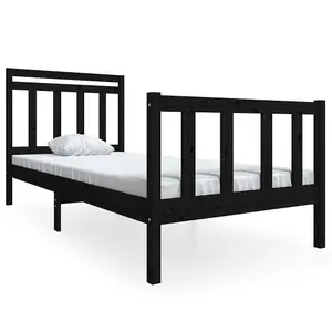 Berkfield Bed Frame Black Solid Wood 90x200 cm