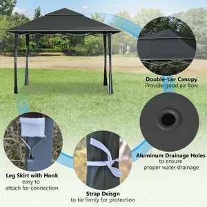 Outsunny 4 x 4m Outdoor Pop-Up Canopy Tent Gazebo Adjustable Legs Bag Grey