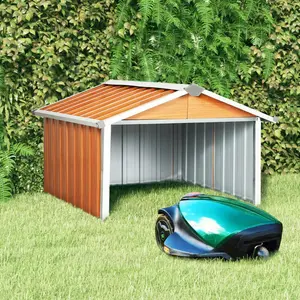 Tuckahoe Garden Robot Lawnmower Shed 92 x 97 x 63 cm Galvanised Steel Brown