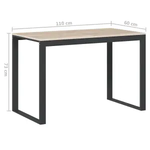 Berkfield Computer Desk Black and Oak 110x60x73 cm Engineered Wood