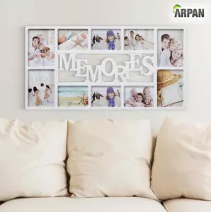 Arpan 10 Pictures Multi Aperture Photo Frame - White Wall Mount Memories Picture Frame with Front Polystyrene Sheet Holds 6 X 6''X