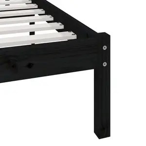 Berkfield Bed Frame Black Solid Wood Pine 100x200 cm