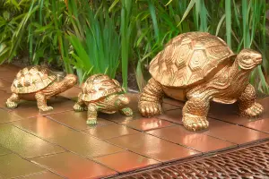 3pc Tortoise Family Garden Ornaments Bronze Effect Resin Statues Outdoor Decor