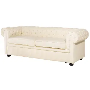 Leather Living Room Set Cream CHESTERFIELD