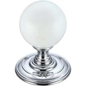 Door Knob (Set of 2) Polished Chrome/White