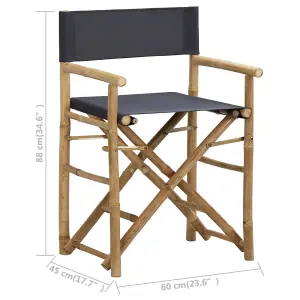 Berkfield Folding Director's Chairs 2 pcs Dark Grey Bamboo and Fabric