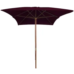 Berkfield Outdoor Parasol with Wooden Pole Bordeaux Red 200x300 cm