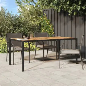 Berkfield Garden Table 190x90x75 cm Poly Rattan and Acacia Wood Black