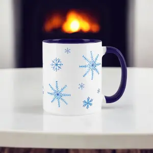 Purely Home Ceramic Snowflakes Christmas Mugs Tea/Coffee Christmas Gift - 4x Mugs