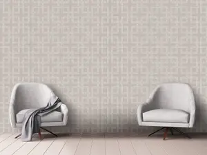 A Street Prints Symetrie Theory Ecru Grey White Wallpaper