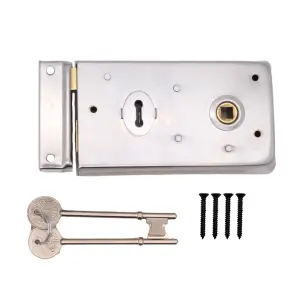 EAI Rim Sashlock Surface Mounted Lock - 140 x 85mm - Satin Chrome