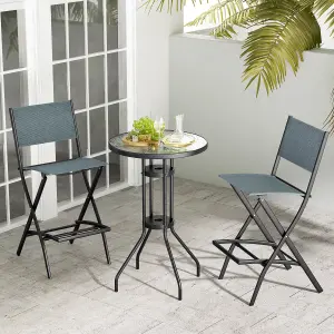 Costway Set of 2 Outdoor Bar Chair Folding Bar Height Stool with Metal Frame & Footrest