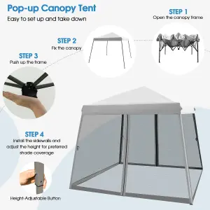 Costway Patio Outdoor Instant Pop-up Canopy Slant Leg Mesh Tent Foldable Gazebo