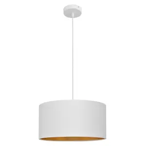 Luminosa Alba Cylindrical Pendant Ceiling Light White, Gold 45cm