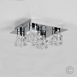 ValueLights Ritz Modern Chrome Ice Cube 5 Way Flush Ceiling Spotlight