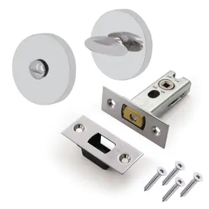 EAI Tubular Bathroom Deadbolt Kit - 64mm Case - 44mm Backset - Polished Stainless