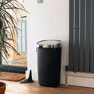 Dihl - UK MADE - 50L Black Sensor Bin with Chrome Sensor Lid Kitchen Waste Dust Bin Automatic Motor