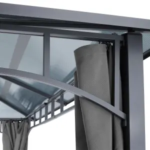 Gazebo Caracas - 3 x 3 m, 4 side panels, weather & UV-resistant, translucent roof - grey