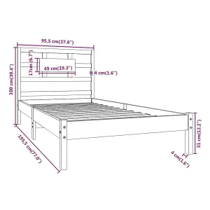 Berkfield Bed Frame White Solid Wood 90x190 cm 3FT Single