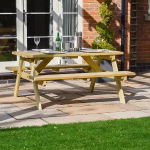 Oakham 4ft Picnic Bench - L122 x W140 x H72.5 cm - Light Green