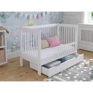 Adwolf Cot Bed with Drawer and Mattress White