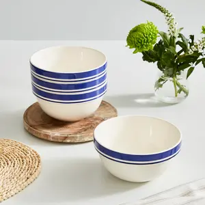 Potter's Stripe Set Of 4, 7 Inch Stacking Bowls (Set of 4) Blue