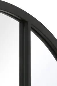 MirrorOutlet The Fenarc Black Metal Framed Arched Window Wall Mirror 180CM X 90CM