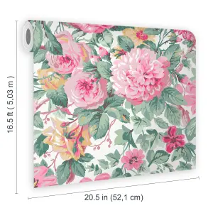 Laura Ashley Aveline Rose Floral Smooth Wallpaper Sample